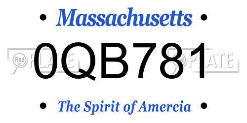 0QB781 Massachusetts License Plate