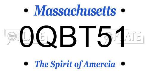 0QBT51 Massachusetts License Plate