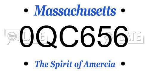 0QC656 Massachusetts License Plate