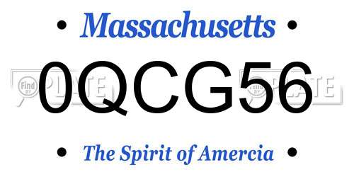 0QCG56 Massachusetts License Plate