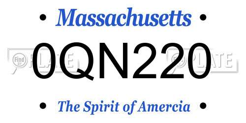 0QN220 Massachusetts License Plate