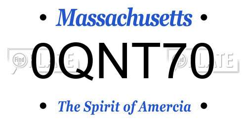 0QNT70 Massachusetts License Plate