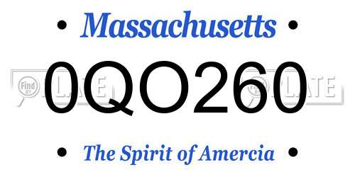 0QO260 Massachusetts License Plate