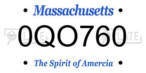 0QO760 Massachusetts License Plate