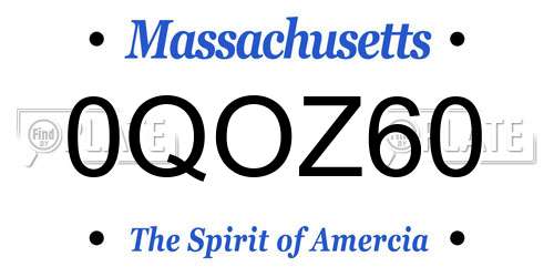 0QOZ60 Massachusetts License Plate