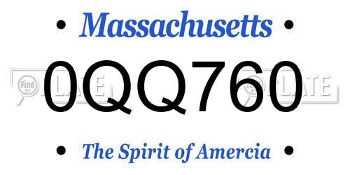 0QQ760 Massachusetts License Plate