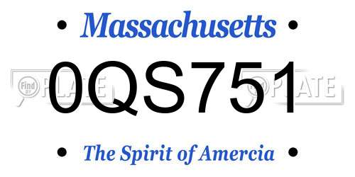 0QS751 Massachusetts License Plate