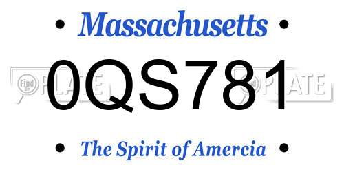 0QS781 Massachusetts License Plate