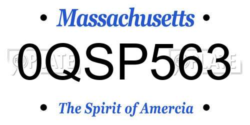0QSP563 Massachusetts License Plate