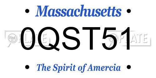 0QST51 Massachusetts License Plate
