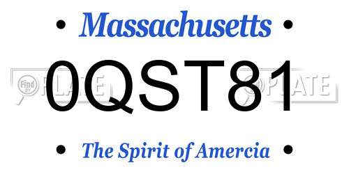 0QST81 Massachusetts License Plate