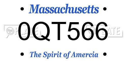 0QT566 Massachusetts License Plate