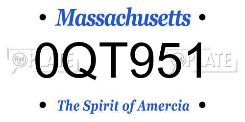 0QT951 Massachusetts License Plate