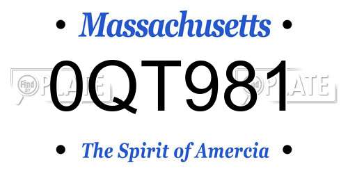 0QT981 Massachusetts License Plate