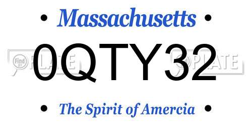0QTY32 Massachusetts License Plate