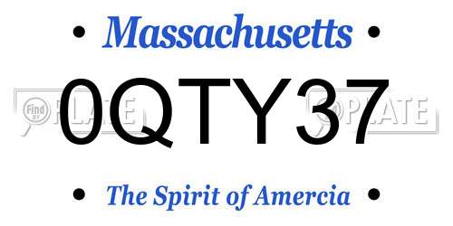 0QTY37 Massachusetts License Plate