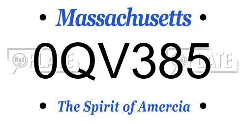0QV385 Massachusetts License Plate