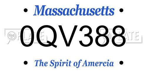 0QV388 Massachusetts License Plate