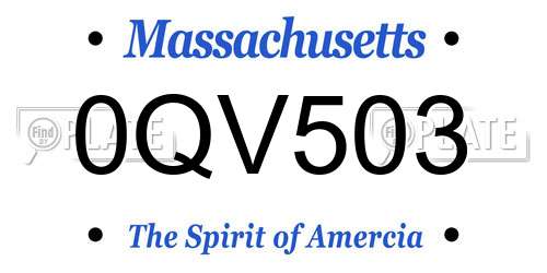 0QV503 Massachusetts License Plate