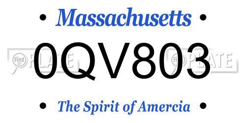 0QV803 Massachusetts License Plate