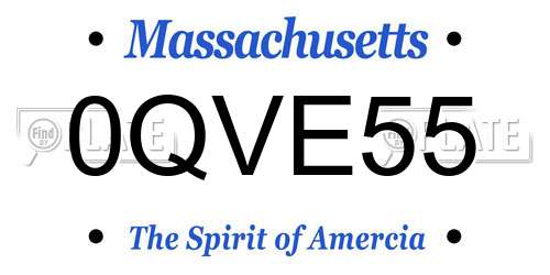 0QVE55 Massachusetts License Plate