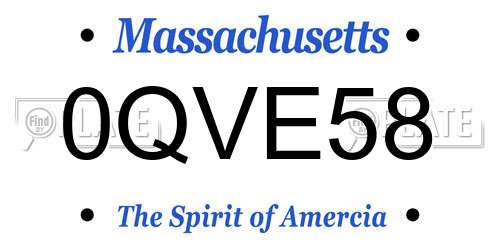0QVE58 Massachusetts License Plate