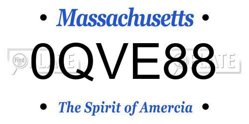 0QVE88 Massachusetts License Plate