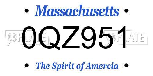 0QZ951 Massachusetts License Plate