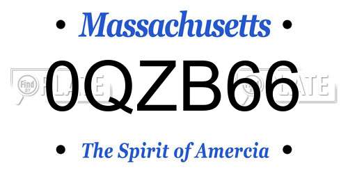 0QZB66 Massachusetts License Plate