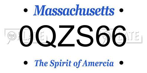 0QZS66 Massachusetts License Plate