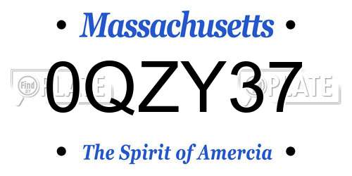 0QZY37 Massachusetts License Plate