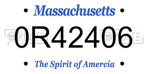 0R42406 Massachusetts License Plate