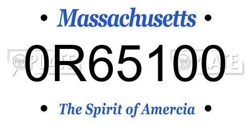 0R65100 Massachusetts License Plate