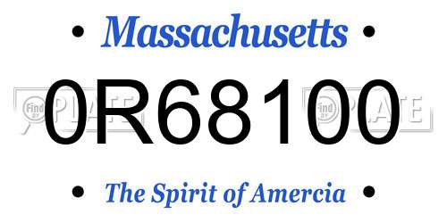 0R68100 Massachusetts License Plate