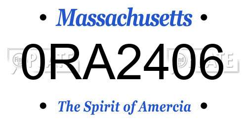 0RA2406 Massachusetts License Plate