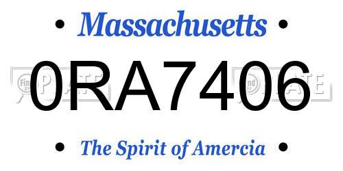 0RA7406 Massachusetts License Plate