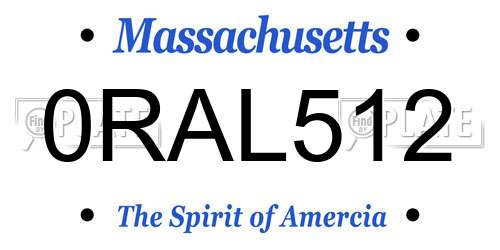 0RAL512 Massachusetts License Plate