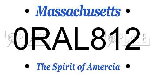 0RAL812 Massachusetts License Plate