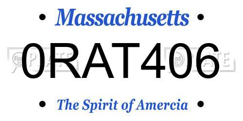 0RAT406 Massachusetts License Plate
