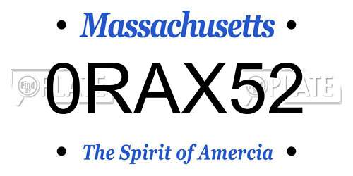0RAX52 Massachusetts License Plate