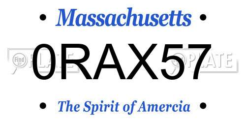 0RAX57 Massachusetts License Plate