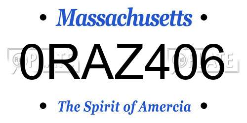 0RAZ406 Massachusetts License Plate