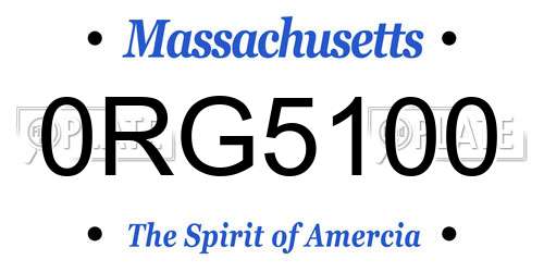 0RG5100 Massachusetts License Plate