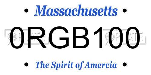 0RGB100 Massachusetts License Plate
