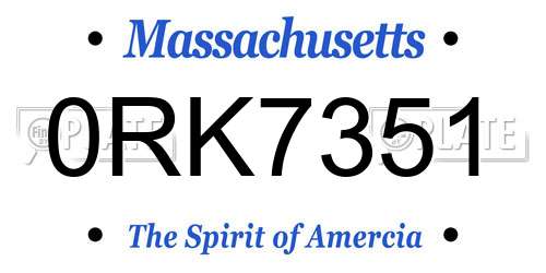 0RK7351 Massachusetts License Plate