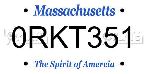 0RKT351 Massachusetts License Plate