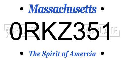 0RKZ351 Massachusetts License Plate