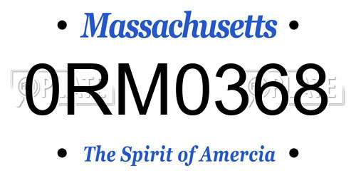 0RM0368 Massachusetts License Plate