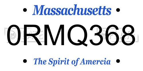 0RMQ368 Massachusetts License Plate