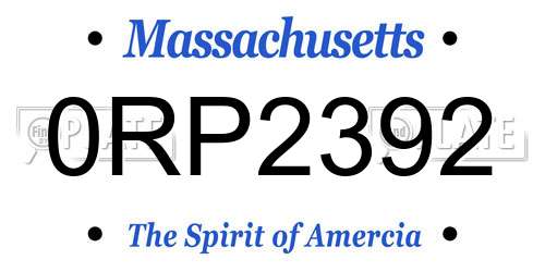 0RP2392 Massachusetts License Plate